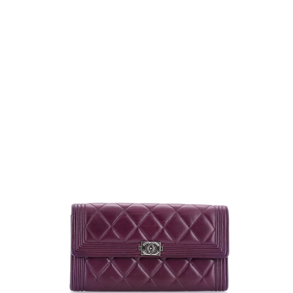 Chanel Long Boy Flap Wallet Quilted Lambskin